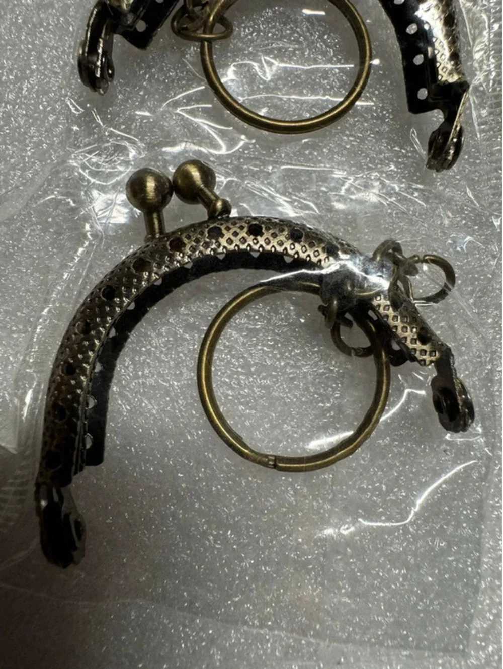 7 Bronze Metal Purse Frames with Keyrings